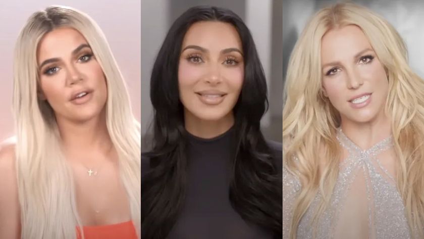 Khloe Kardashian, Kim Kardashian and Britney Spears are shown in side-by-side images.