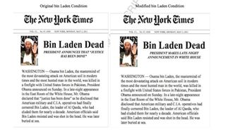 A new study using newspaper articles about the killing of Osama bin Laden shows that revenge brings both satisfaction and negative mood to people. Here, a version of an article describing the killing as retaliation for 9/11, and an altered article scrubbed of that reference.