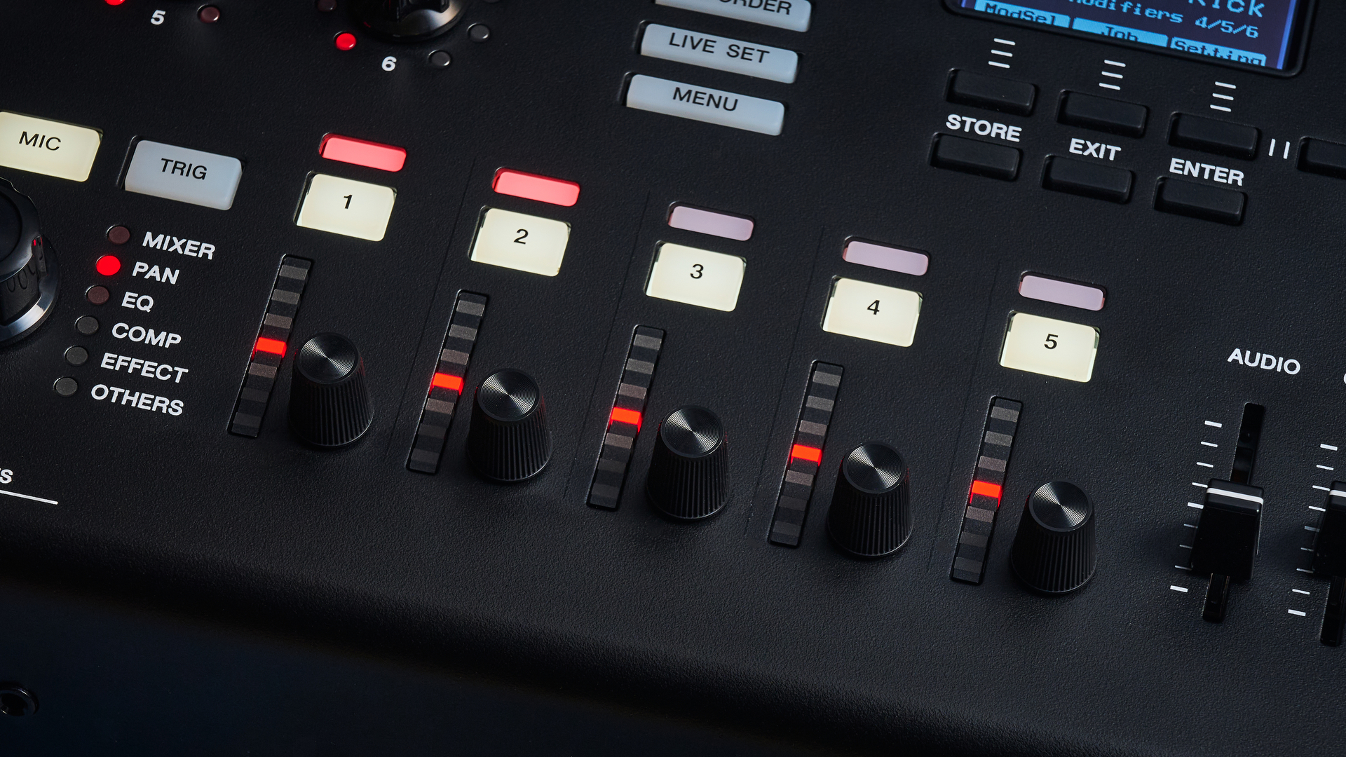 Close up of Yamaha EAD50 sensor unit channel controls