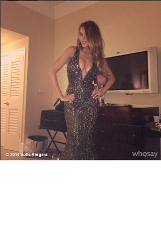 Sofia Vergara Changes Into A Slinky Dress For The Golden Globe 2014 After-Party