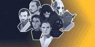 Rey, Darth Vader, Yoda, Kylo Ren, Darth Sidious, General Grevious, Obi Wan Kenobi and Qui-Gon Jinn