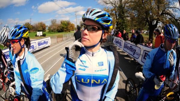 Georgia Gould (Luna Pro Team) contemplating her race strategy at the starting line