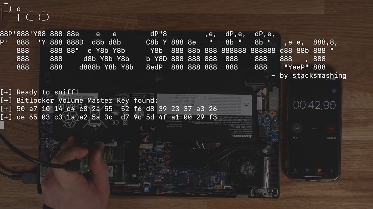 Image showing the Master Key cracked under 43 seconds.