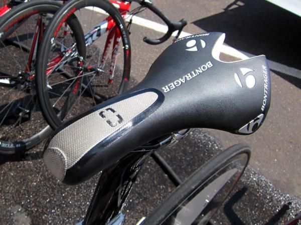 Some RadioShack riders are using Bontrager's new time trial-specific saddle on their Trek Speed Concepts.