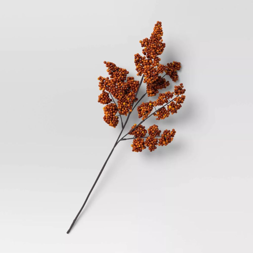 Orange berry faux stem