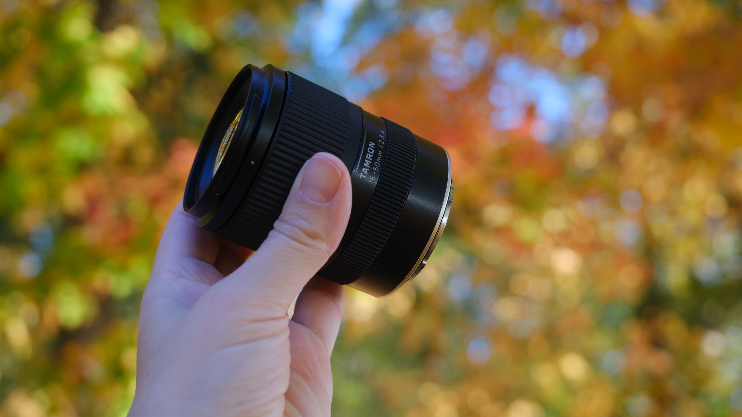 The Tamron 16-50mm f/2.8 A lens photographed outdoors
