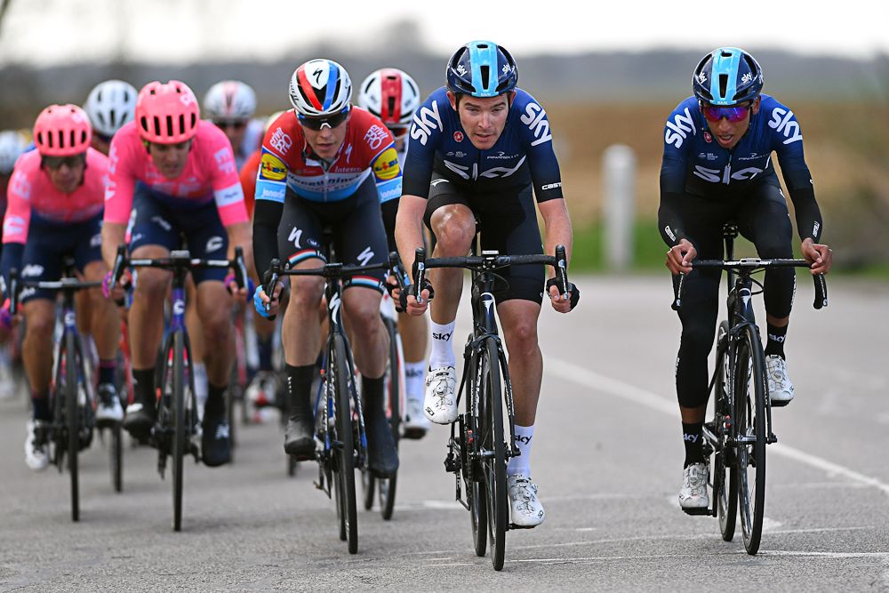 Luke Rowe and Egan Bernal on the front during stage 1 at Paris-Nice