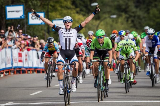 Jonas Ahlstrand (Giant-Shimano) takes stage 2 in Red Deer