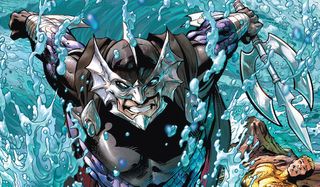 Ocean Master holding trident and looking menacing