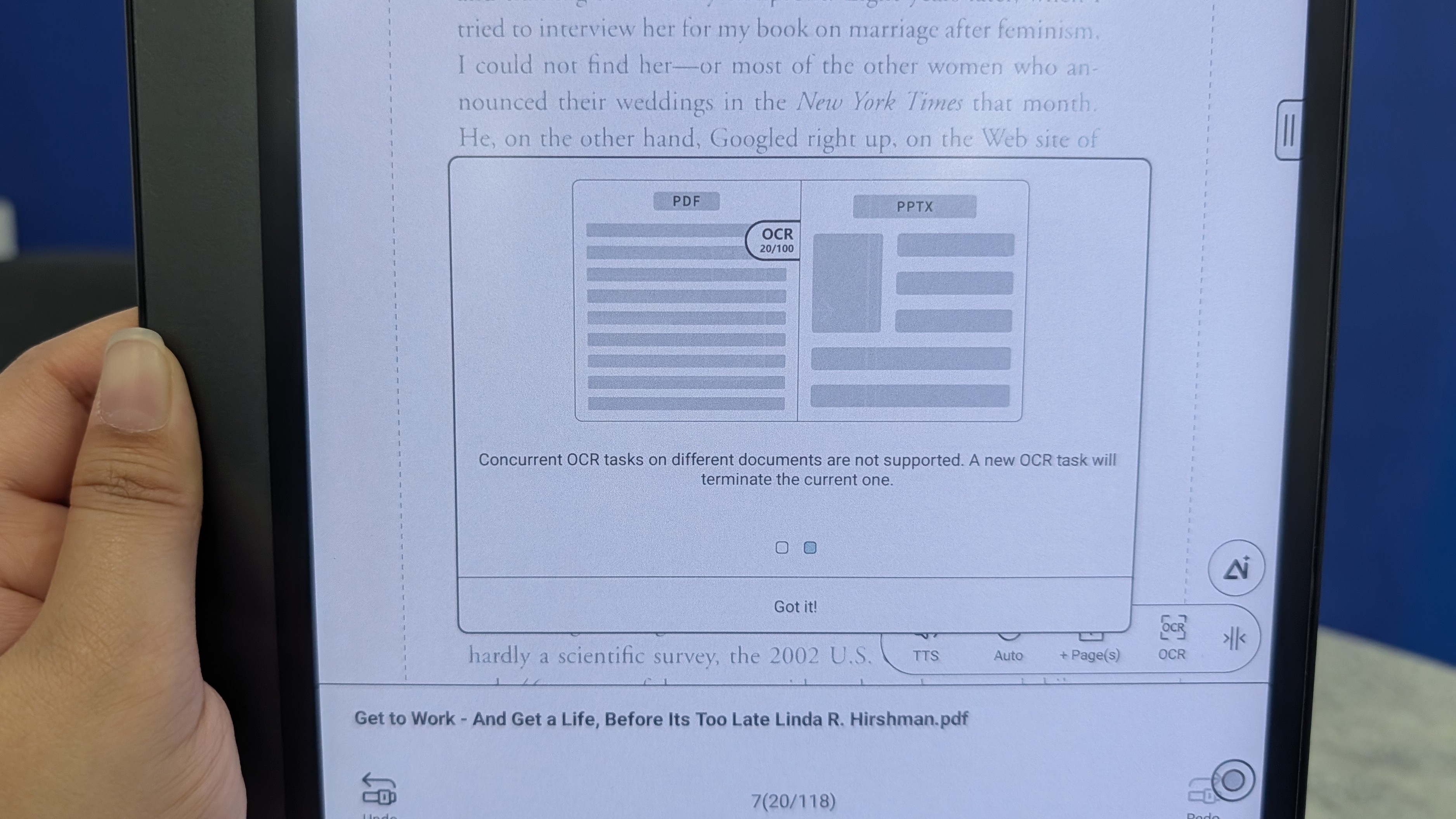 Onyx Boox Note Air 5 native OCR feature