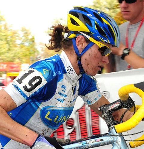 Alison Dunlap (Luna Pro Team) readying to climb the Green Monster.