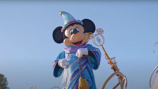 Mickey Mouse in Magic Happens parade at Disneyland