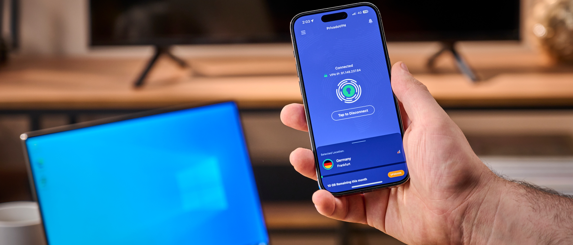 PrivadoVPN Free app in mobile phone