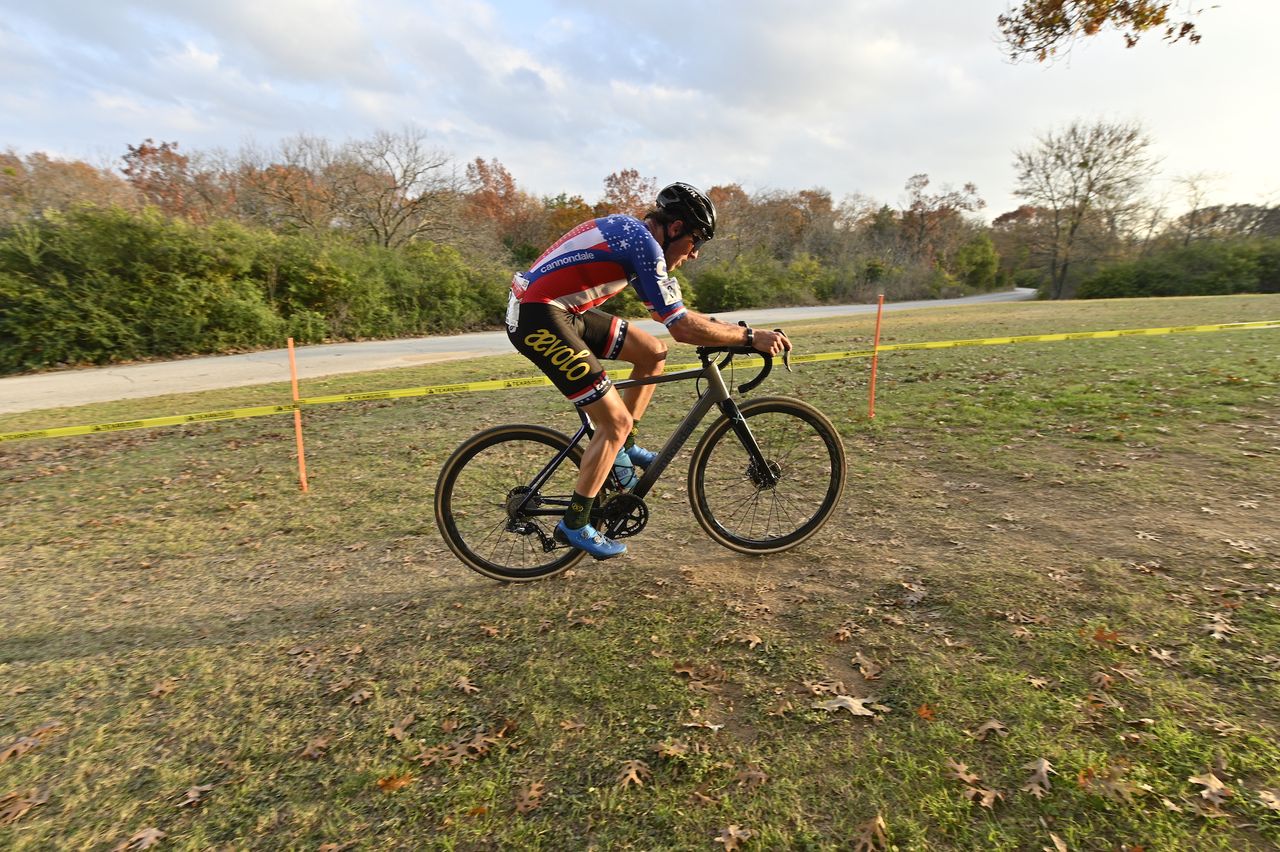 US cyclo-cross elite men's champion Gage Hecht works his way back from a mechanical