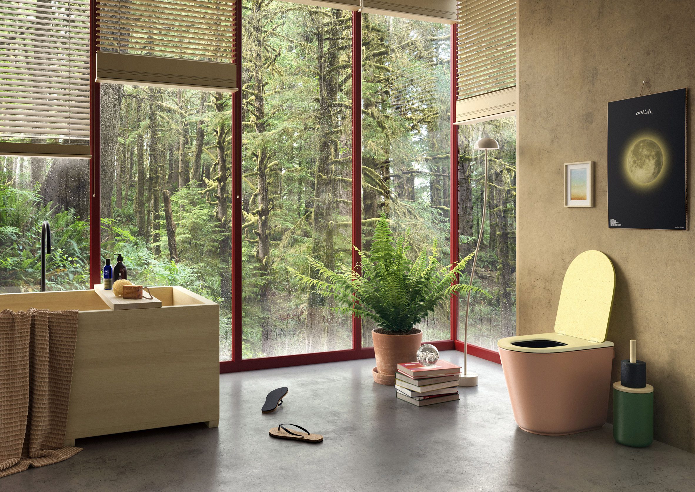 toilet in glazed bathroom space