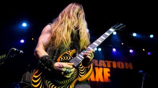 Zakk Wylde performs during the Generation Axe tour at The Fillmore on November 21, 2018 in Detroit, Michigan.