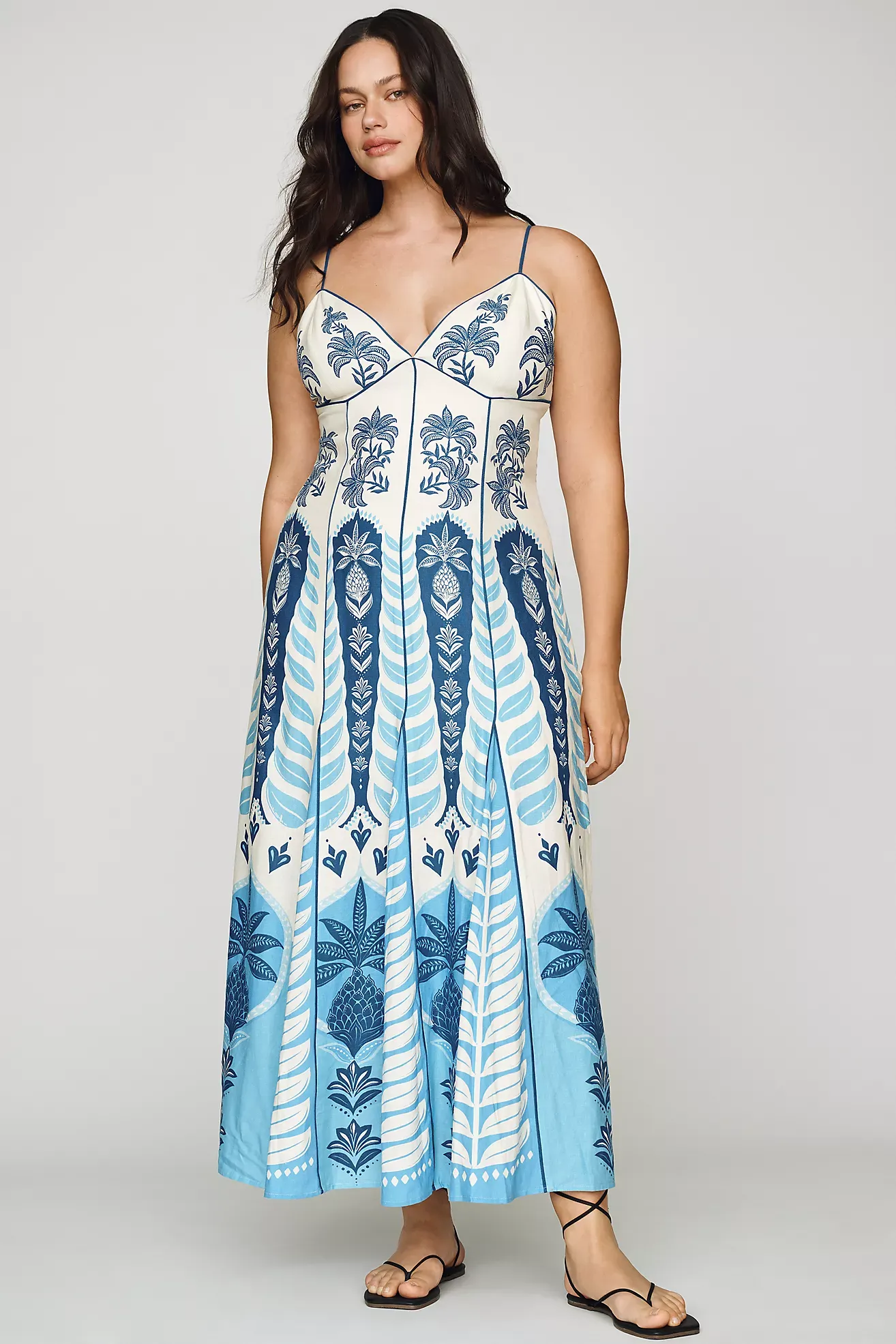 Anthropologie, Anthropologie X Farm Rio Sleeveless V-Neck A-Line Maxi Dress