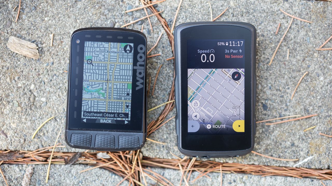 Wahoo Roam v2 map display vs Hammerhead Karoo