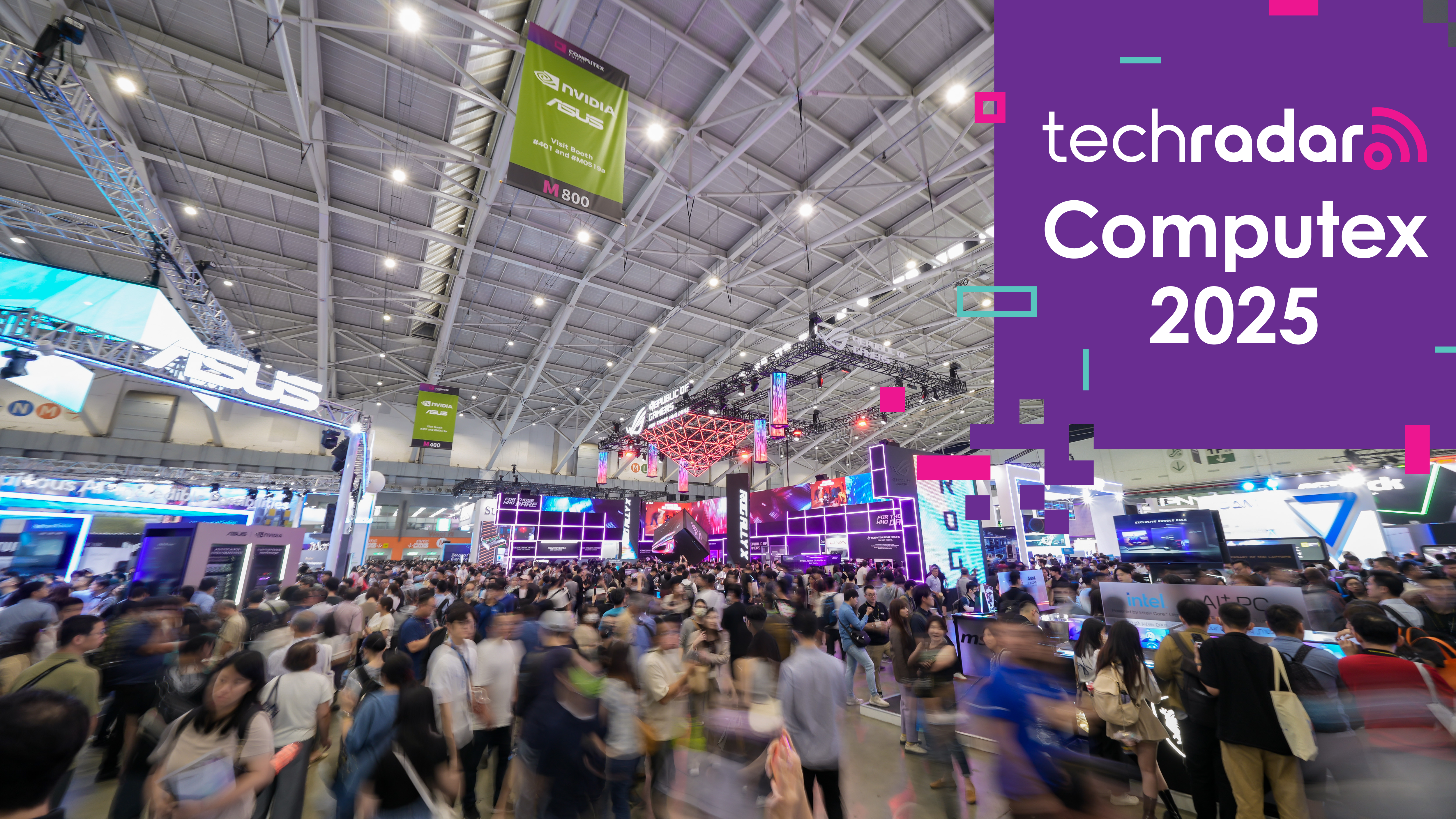 Image of Computex show floor with &#039;TechRadar Computex 2025&#039; logo