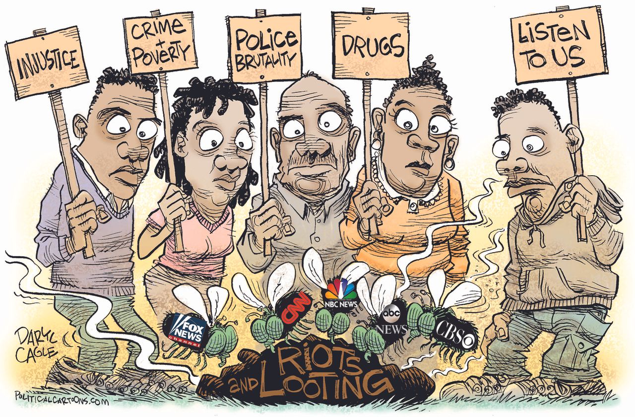 Editorial cartoon U.S. race relations media