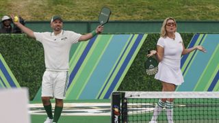 Paul Scheer and June Diane Raphael play pickleball on Pickled