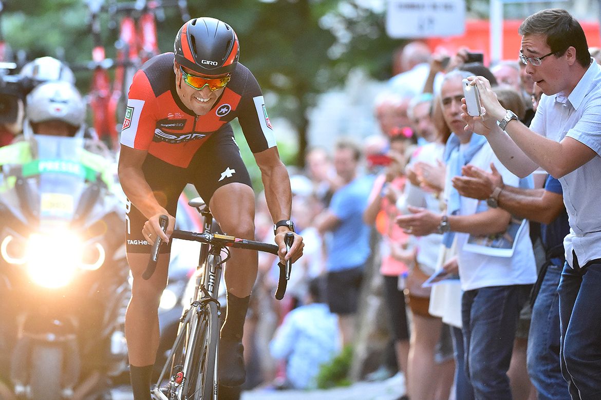 Greg Van Avermaet (BMC Racing) making his return to racing and placing second