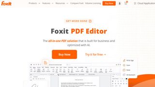 Foxit PDF Editor website screenshot.