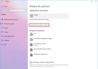 Printer not listed on Windows 10