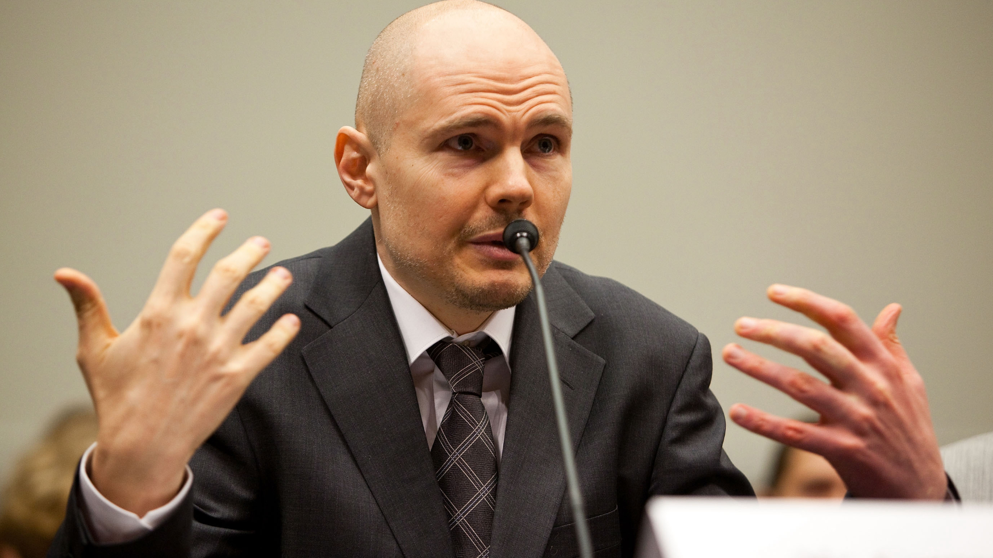 Billy Corgan, vocalist and lead guitarist of The Smashing Pumpkins testifies at a House Judiciary Committee, 2009