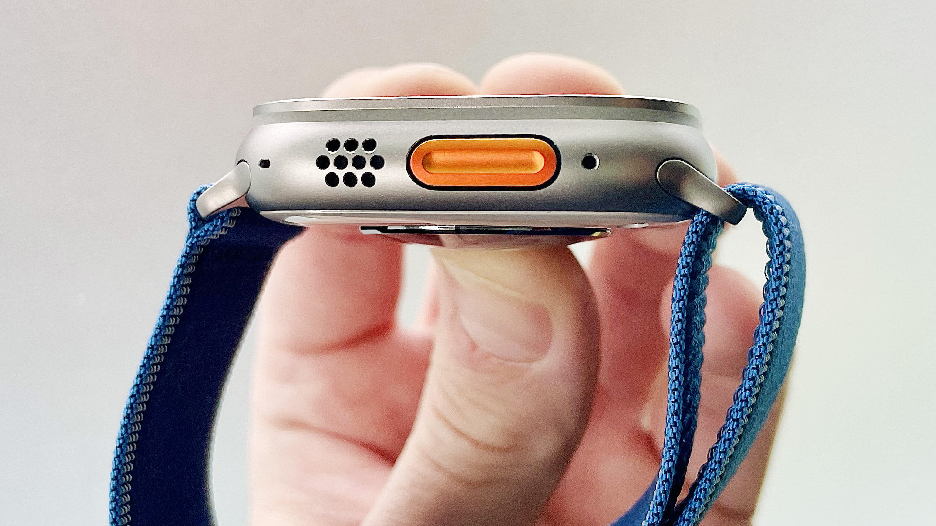 Close-up of the Apple Watch Ultra 3 in silver