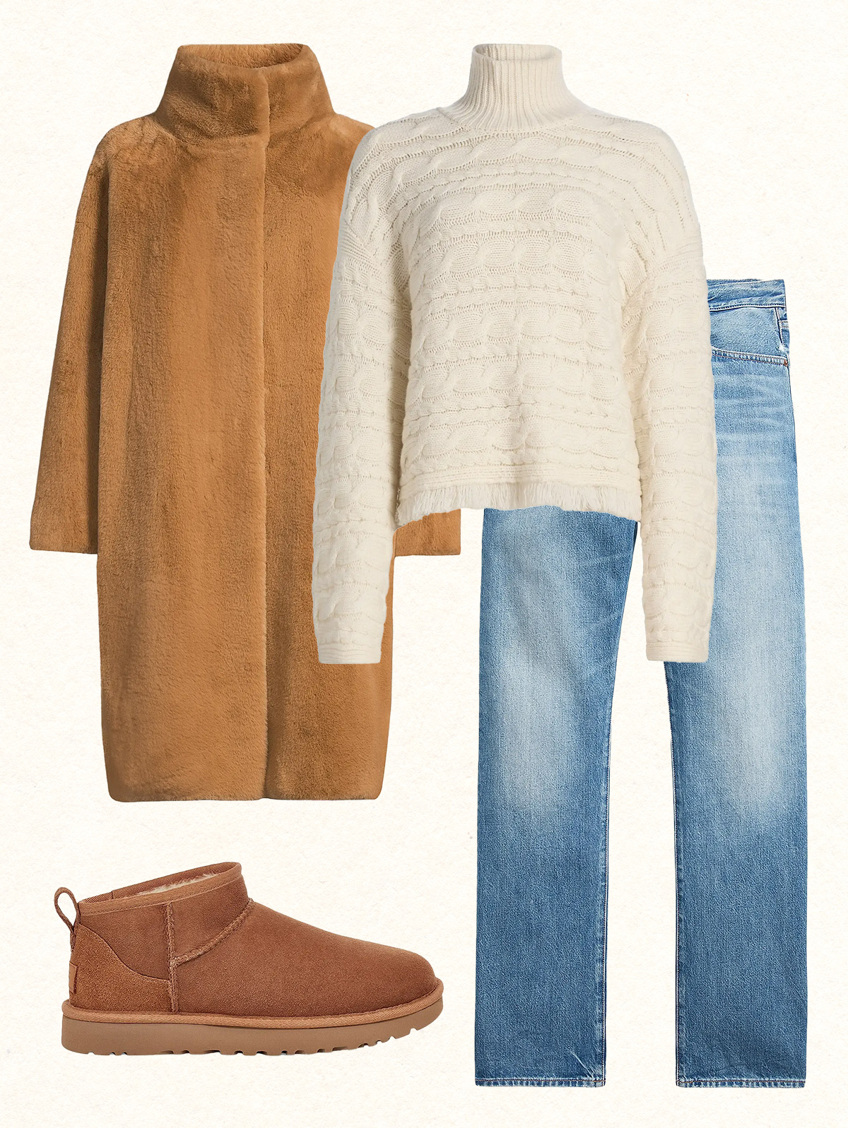 Cozy coat and jeans outfit