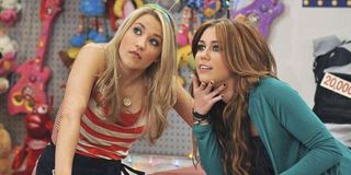 Emily Osment as Lilly Truscott and Miley Cyrus as Miley Stewart in Hannah Montana