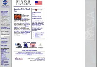 A screenshot shows the NASA website in about 2002.