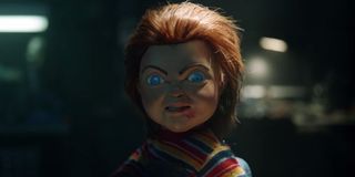 Child's Play Chucky looks mad at the camera