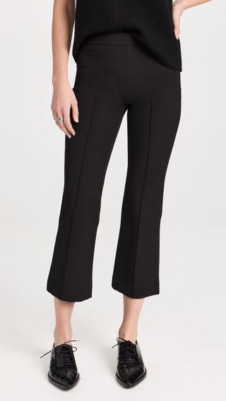 Mid Rise Pintuck Crop Flare Pants