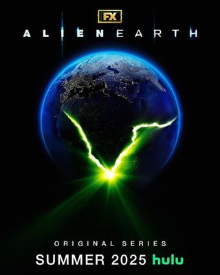 A promo poster of the Earth with a jagged green crack in its crust