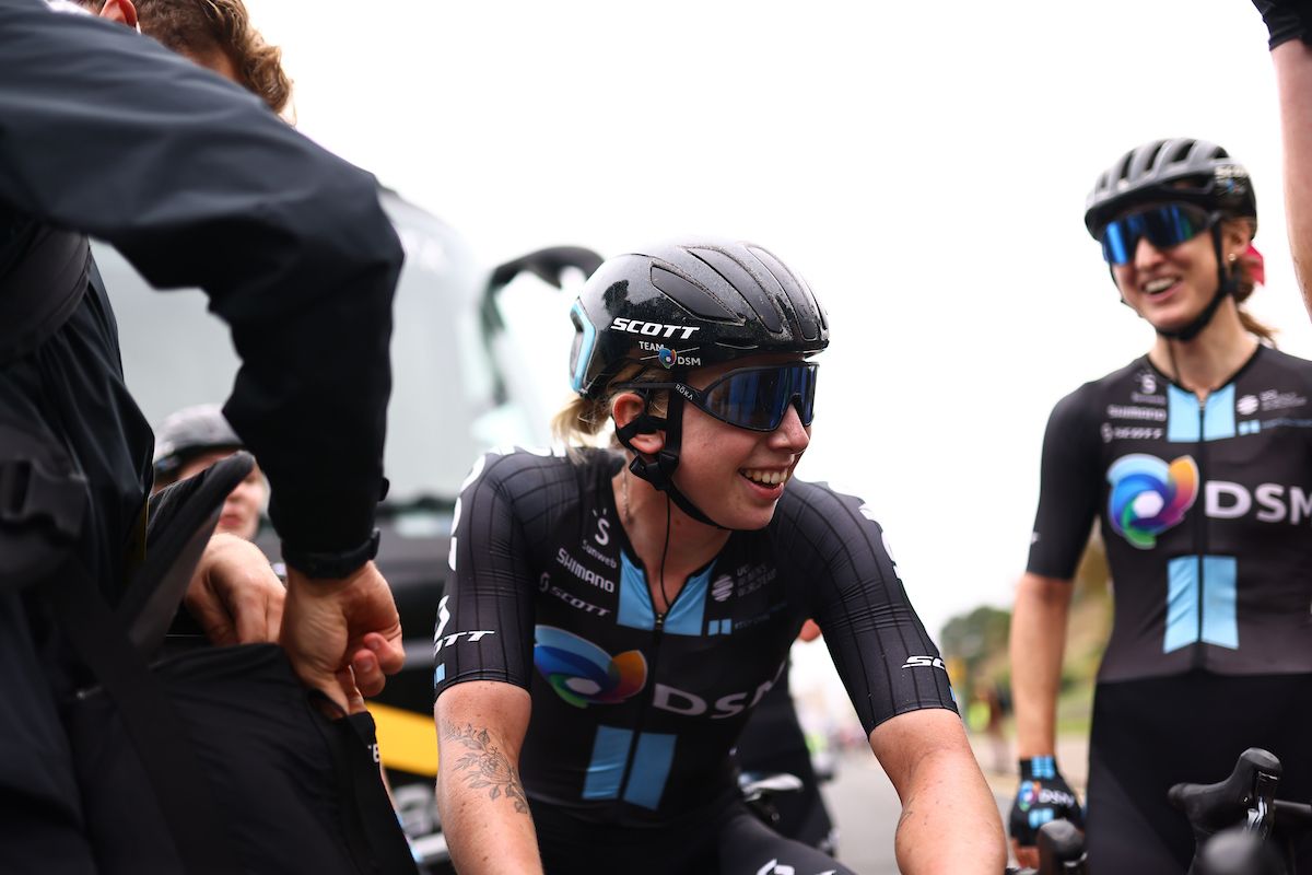 Picture by Alex Whitehead/SWpix.com - 07/10/2021 - Cycling - AJ Bell Women's Tour of Britain - Stage Four: Shoeburyness to Clacton-on-Sea, England - Lorena Wiebes of Team DSM after her victory on stage 4