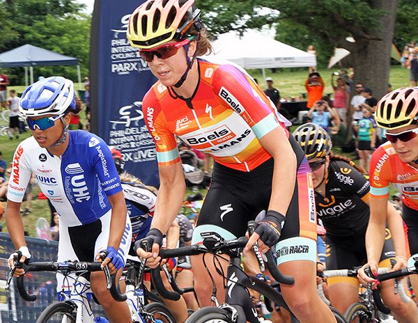 Two-time defending champion, Evelyn Steven (Boels Dolman Cycling Team) looks calm and collected
