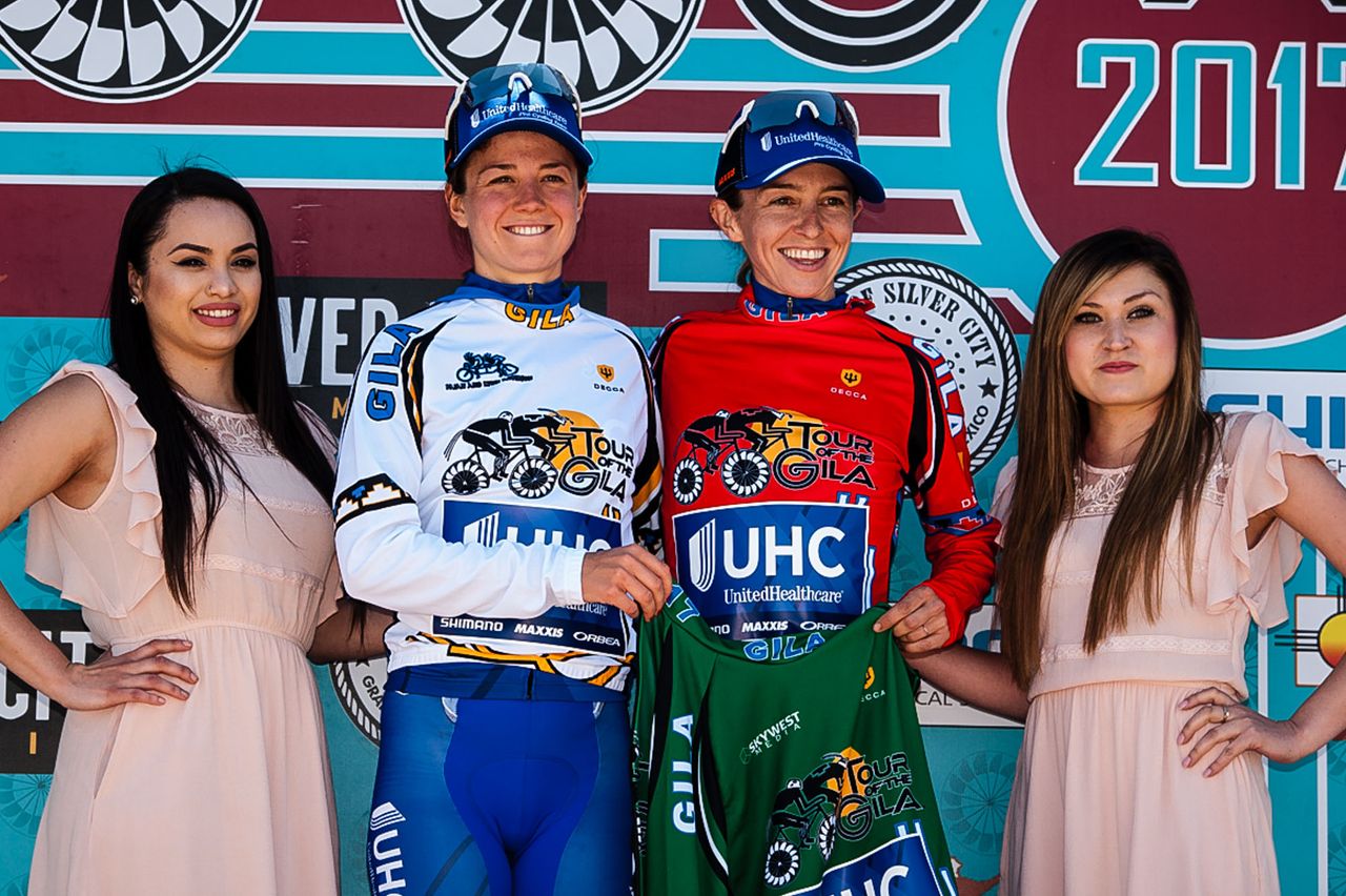 Katie Hall (UnitedHealthcare) took the overall lead and the sprint jersey while teammate Ruth Winder got the best young rider jersey during stage 1 at Tour of the Gila.