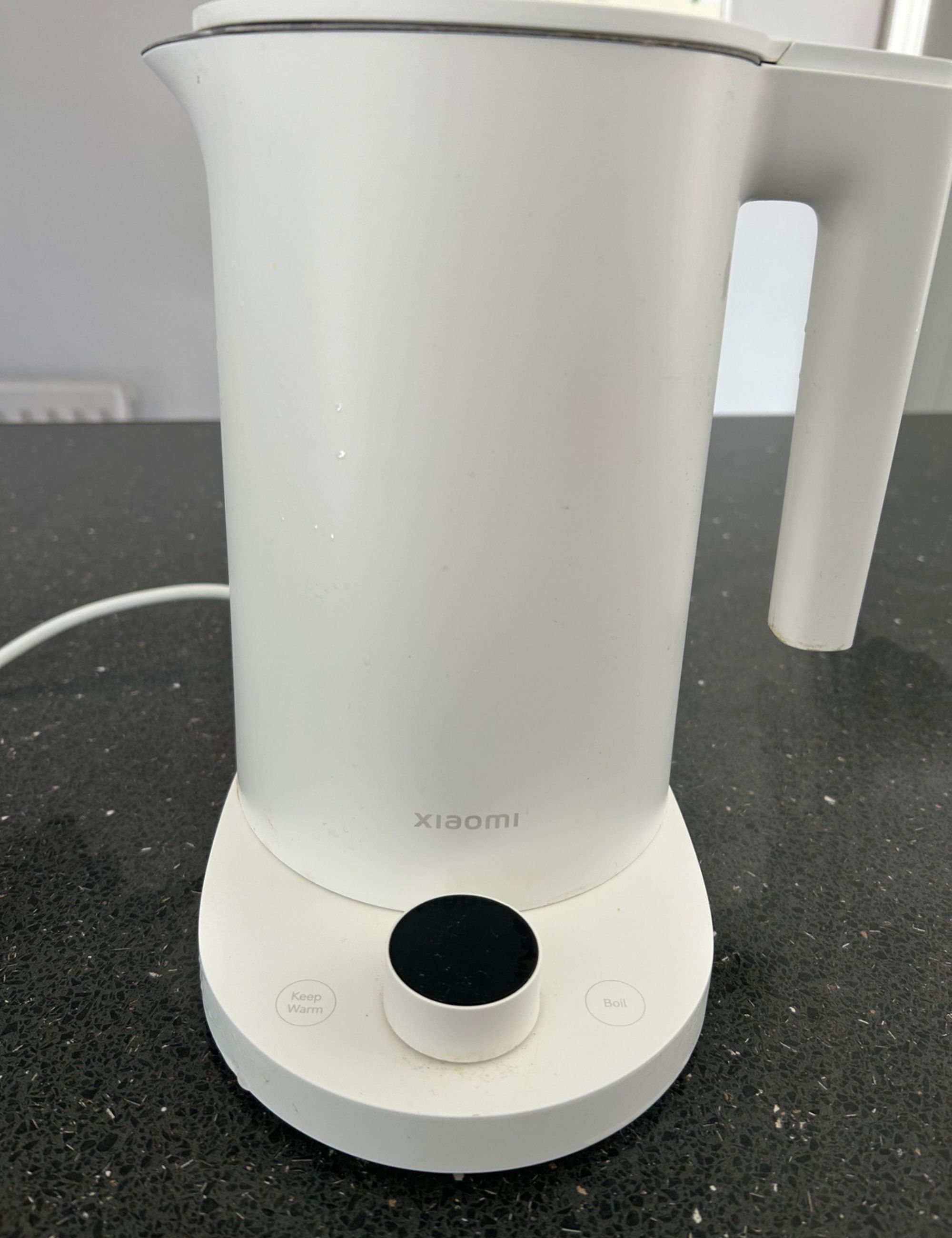 Xiaomi smart kettle on a grey laminate worktop