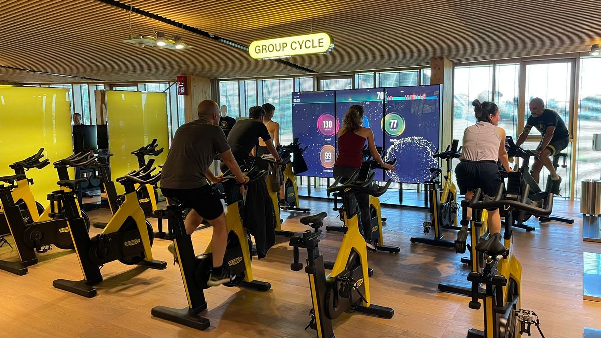 A spin class at the Technogym village