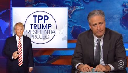 Jon Stewart talks trade, wants to talk Trump