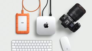 The M4 Mac mini on a desk.