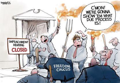 Political Cartoon U.S. Impeachment Inquiry GOP Storms Congress Closed Doors