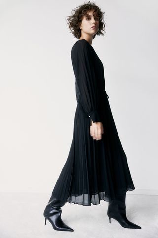 Pleated Chiffon Dress