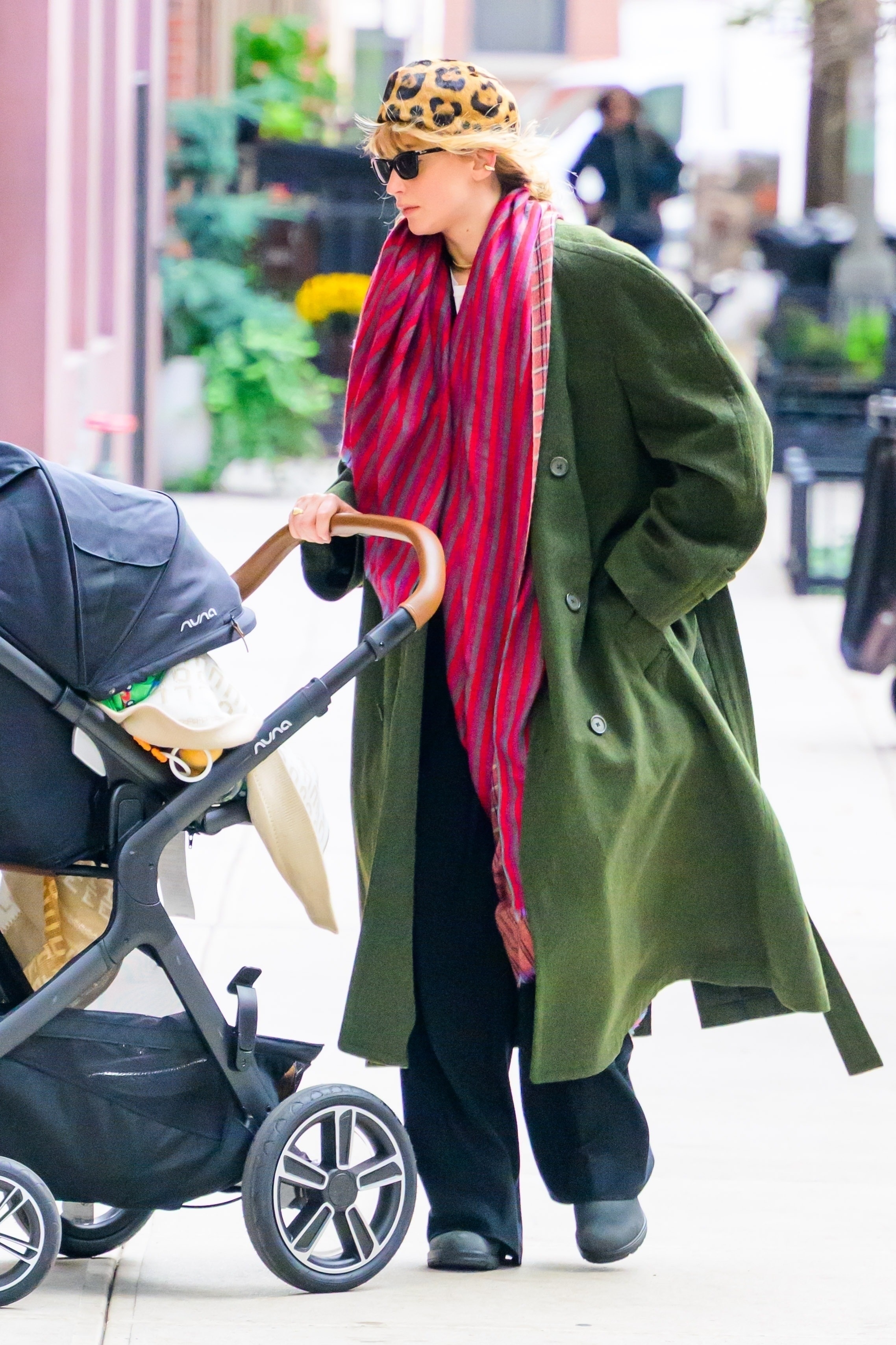 Jennifer Lawrence in black drawstring pants