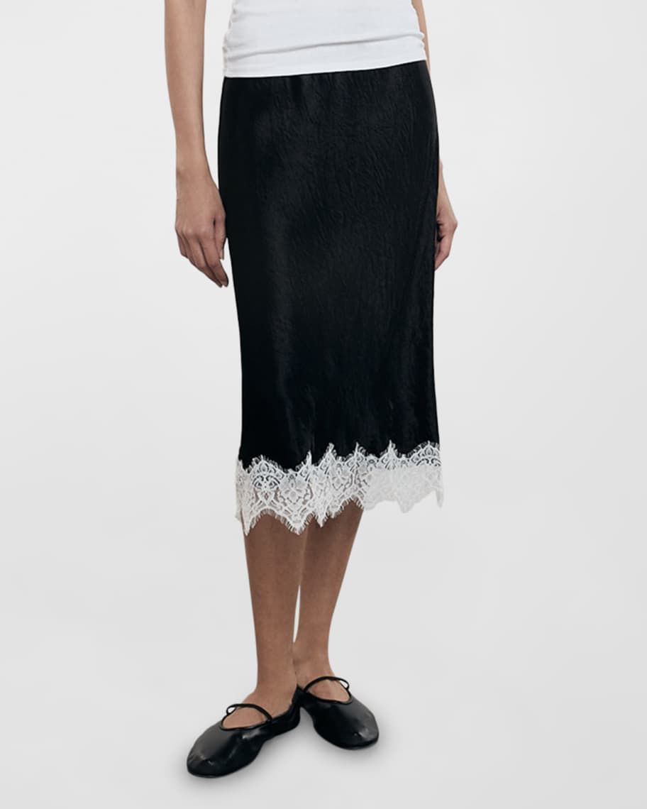 Hammered Satin Slip Skirt