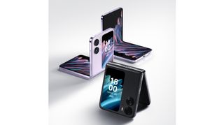 An Oppo Find N2 Flip at various angles