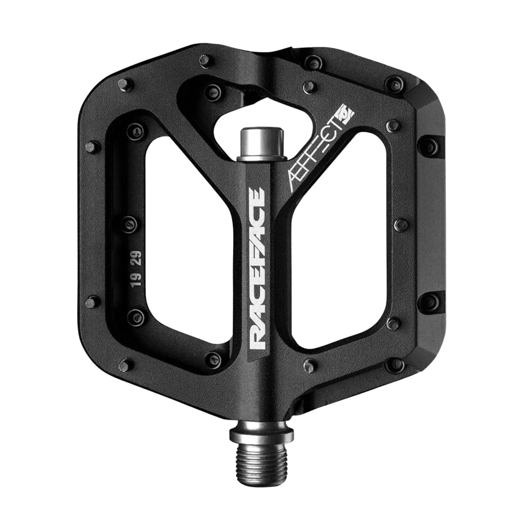 RaceFace Aeffect pedals in black with laser etched logo