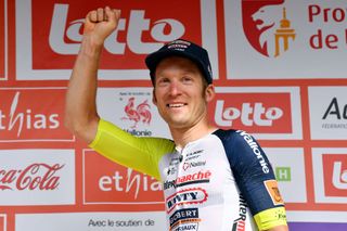 Jan Bakelants celebrates winning stage 5 of the Tour de Wallonie 2022 